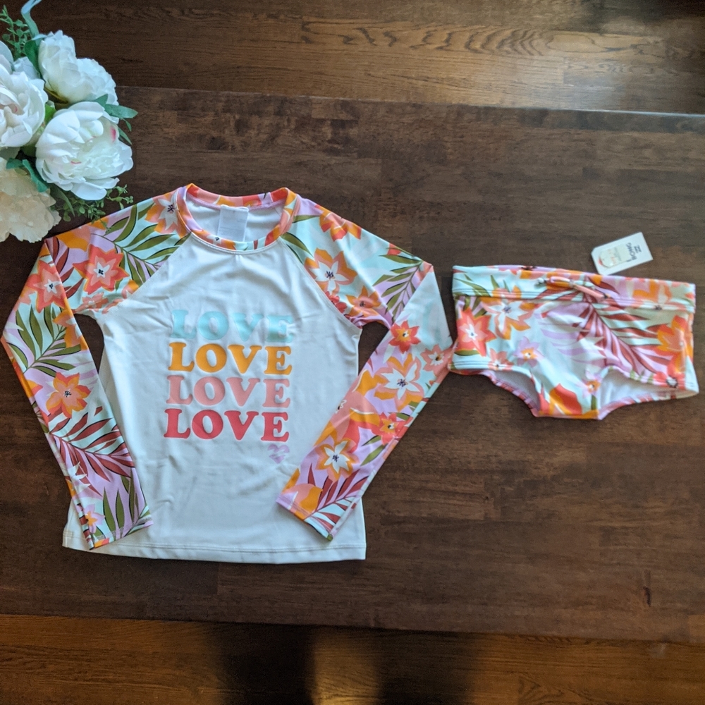 Girl's Billabong rash guard swimsuit size 10 NWT